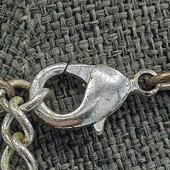 Black White Beaded Necklace Asymmetrical Silver Toned Chain Resin Beads 21" Long - Picture 9 of 11